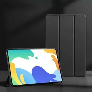 Защитный чехол-книжка для планшета Samsung Galaxy Tab A 10.5 (T590/T595)/Самсунг Гэлэкси Таб А 10.5, тонкий умный кожаный на силиконовая основа с трансформацией в подставку черный