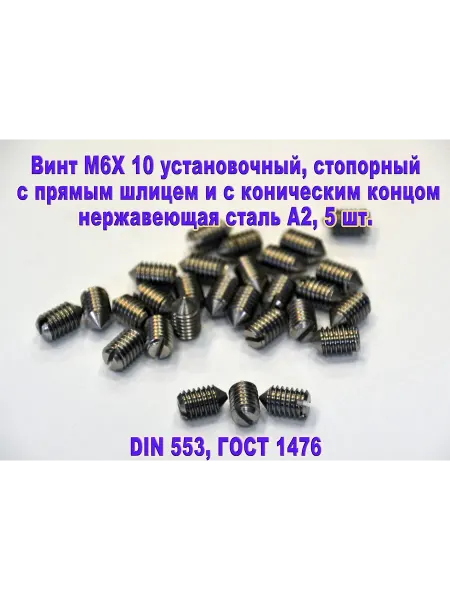 ЗИП-Балтика DIN 553 Винт M6 Х 10 стопорный. Нержавеющая сталь