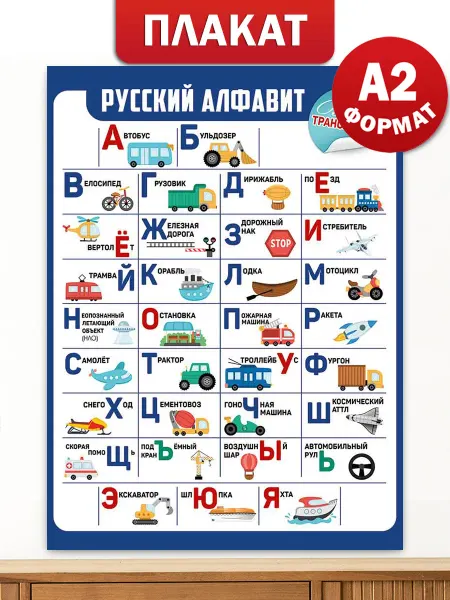 ТМ Империя поздравлений Обучающий плакат алфавит для малышей по русскому языку А2