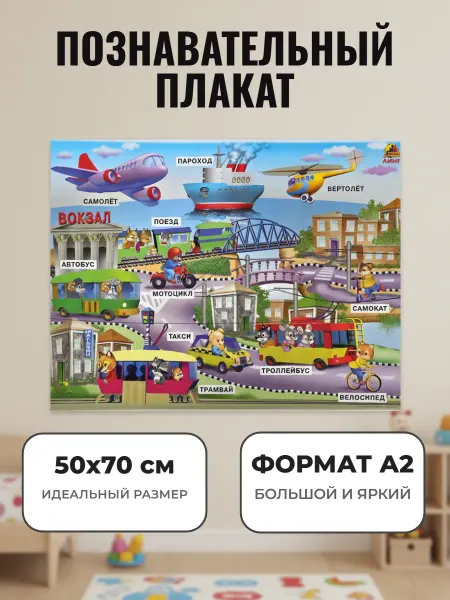 ЛИНГ Развивающий плакат А2. Транспорт