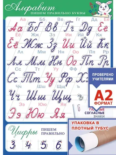 СтильМаркет Плакат алфавит для начальной школы печатные прописные буквы