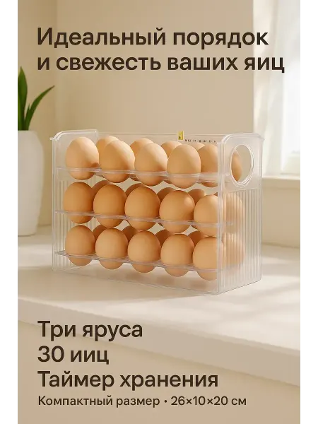 Берри1383 Контейнер для яиц в холодильник на 30 шт