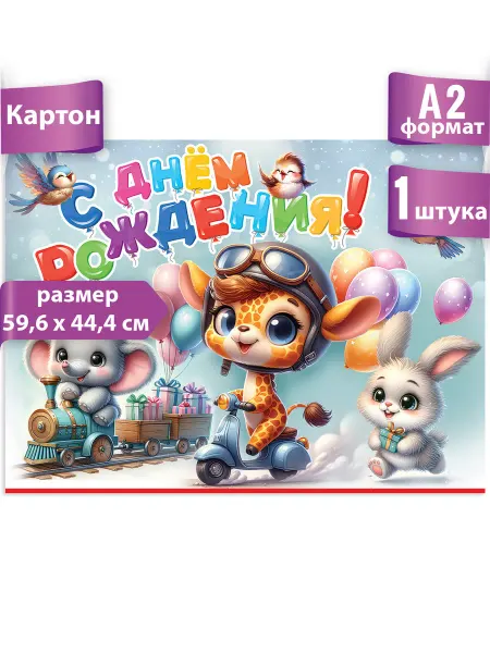 ТМ праздник Плакат на день рождени, оформление для детского праздника