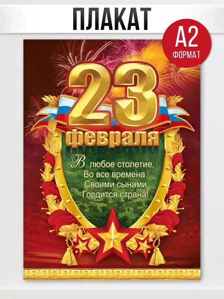 ТМ праздник Плакат на стену на 23 февраля в школу детский сад офис