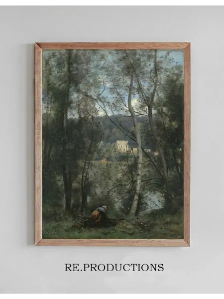 Re.productions Постер A Woman Gathering - Jean-Baptiste-Camille Corot