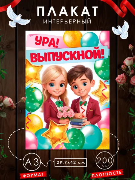 WANDM Плакат на выпускной Ура! Выпускной!
