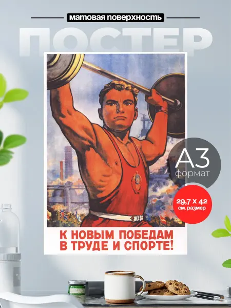 Розовый Гусь Советский плакат на стену А3 Спортсмену