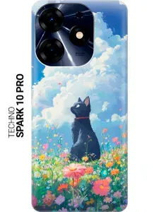 Силиконовый чехол на Tecno Spark 10 Pro с принтом "Одинокий котик"