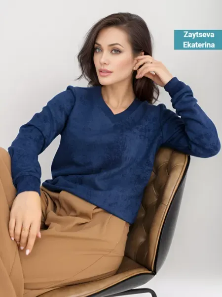 Zaytseva Ekaterina Свитшот с v-образным вырезом "Мрамор"