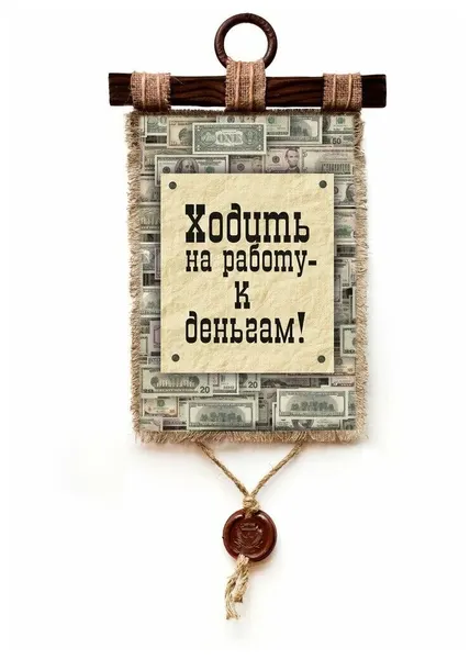 Панно Универсальный свиток "Ходить на работу - к деньгам" вертикальное А4