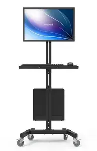 Аллегри Stand 1700мм, напольное мобильное рабочее место для монитора (до 32") VESA 100, клавиатуры и системного блока, цвет черный