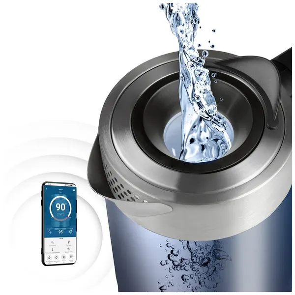Чайник Polaris PWK 1725CGLD WIFI IQ Home (от 40 до 100 °C) CN, серебристый/черный