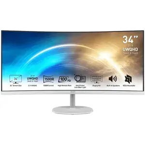MSI 34" Монитор (9S6-3PB2CT-025), VA, 3440x1440 Ultra WQHD, 100 Гц, белый