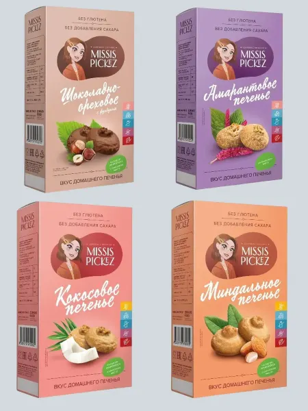 Missis Pickez Печенье набор 4 вкуса без сахара, 4*100г