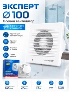 Вентилятор вытяжной бытовой-осевой MAXIMUM 100мм с выключателем, без обратного клапана