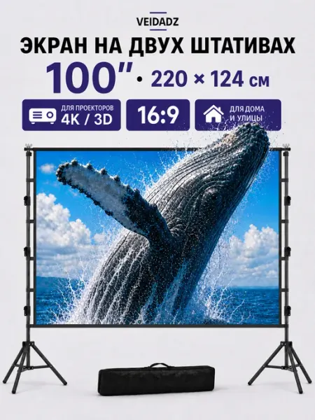 VEIDADZ 100" Белый Двойной штатив экран для проектора