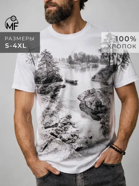 MF Летняя футболка с принтом хлопок 100%