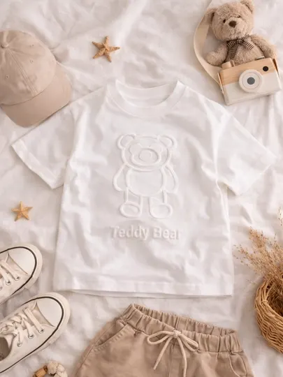 Футболка для мальчиков «Teddy Bear», 100% хлопок, рельефный принт, размеры 80–140