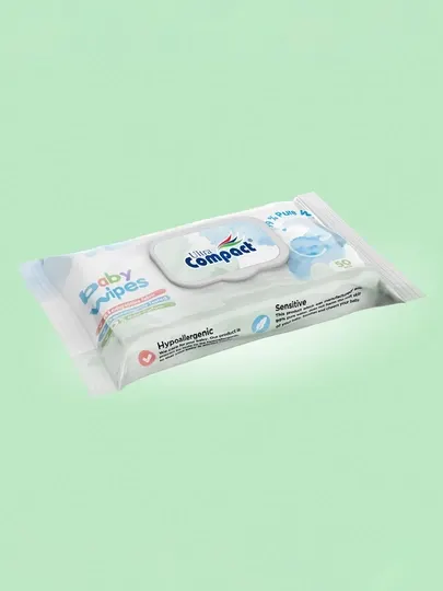 ULTRA COMPACT Детские влажные салфетки 99% Чистая Вода / без Спирта / 100% Хлопок 50 шт