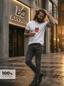 Футболка Black Dragon 100% хлопок с принтом Кот в коробке