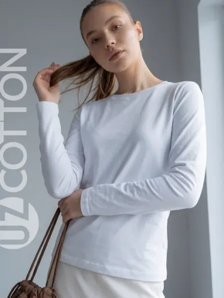 UZcotton Лонгслив футболка с длинным рукавом хлопок 100%