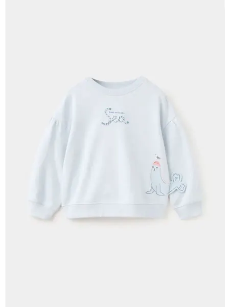 Mango kids Джемпер толстовка с принтом тюленя OCEAN