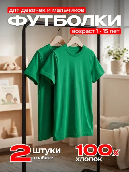 Kidyboo Футболка детская классическая однотонная 2 шт