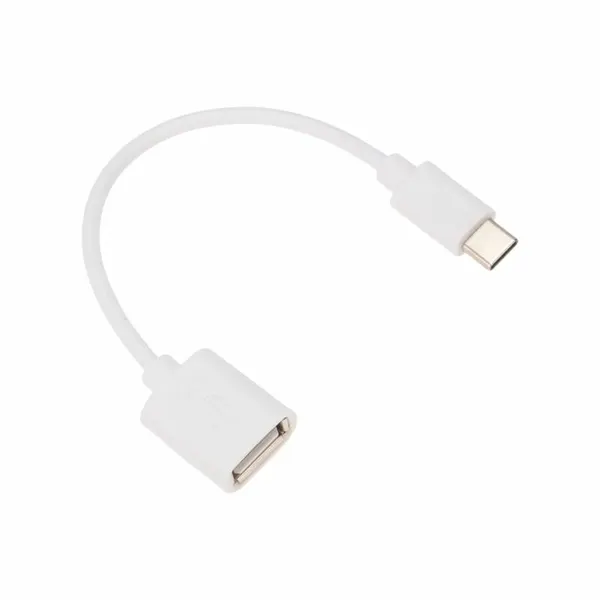 Кабель USB OTG, шт. Type-C гн. USB-А, 2,4A, 0,15м, ПВХ, белый REXANT