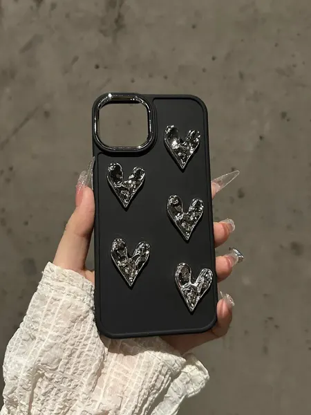 Чехол О’кейси, для iPhone 15, с зеркальными сердцами, чёрный