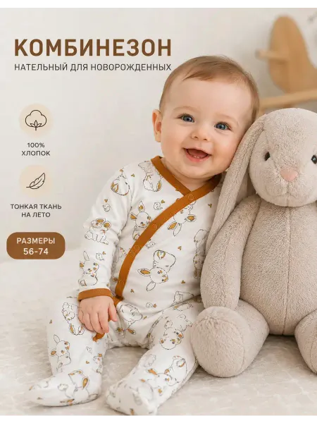 Ovi Kids Слип для новорожденных на кнопках хлопковый
