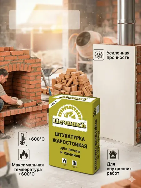 Штукатурка жаростойкая для печей и каминов