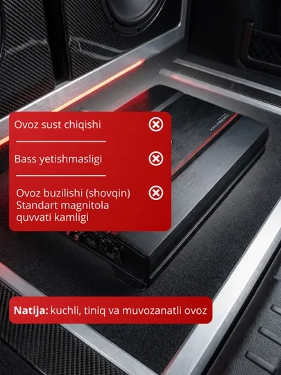 Усилитель звука для автомобиля Kenwood, 4-канальный, 1000 Вт, 2 Ом/4 Ом