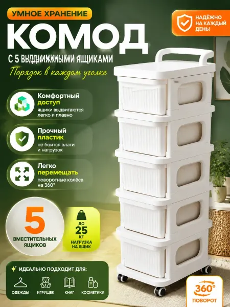 Комод пластиковый с ящиками