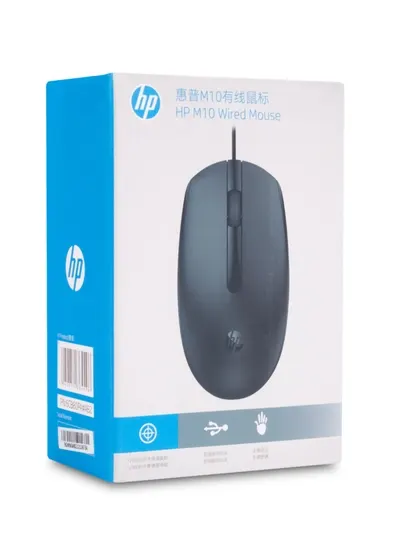 Проводная мышь HP M10 USB, оптический сенсор, 1000 DPI, для ПК и ноутбука