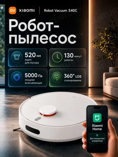 Роботы пылесосы Xiaomi Robot Vacuum S40, S40C, S40 Pro и H40, мощностью до 10000па