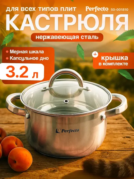 PERFECTO LINEA Кастрюля из нержавеющей стали для дома 3.2 л 20x11.5 см