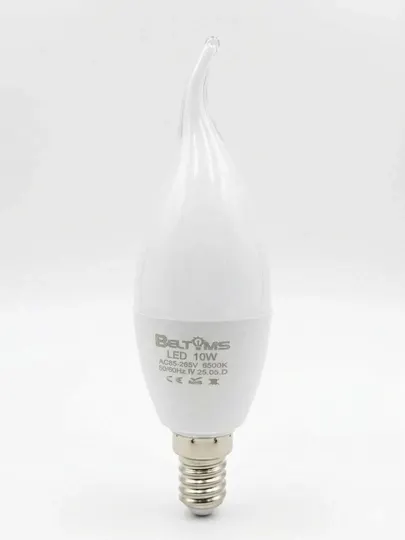 LED лампа E14, 10W (эквивалент 100W), 6500K холодный белый, свеча – для люстр