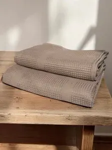 Баракат-текс Полотенце банное, Хлопок, 65x135, 100x150 см, темно-бежевый, бежевый, 2 шт.