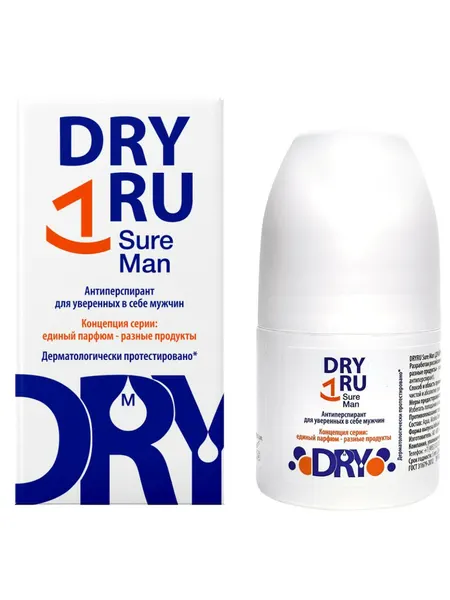 DRY RU Антиперспирант для уверенных в себе мужчин Sure Man, 50 мл