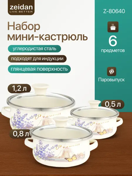 Viconte Набор кастрюль эмалированных, Lavender