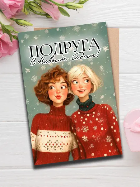 Woodguk Открытка подруге на новый год 10х15