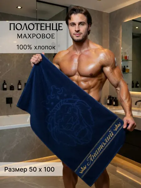 Ивановская Вышивка Полотенце махровое именное Анатолий в подарок