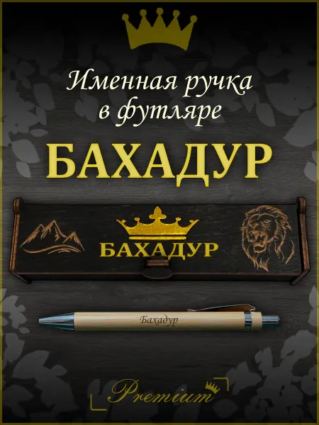 Ручка в футляре с гравировкой Ручка подарочная именная в футляре с надписью Бахадур