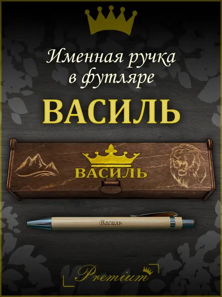 Ручка в футляре с гравировкой Ручка подарочная именная в футляре с надписью Василь