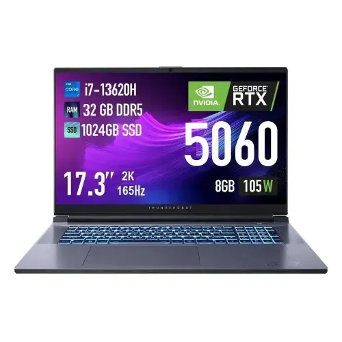 Thunderobot 911 X17 Игровой ноутбук 17.3", Intel Core i7-13620H, RAM 32 ГБ, SSD 1024 ГБ, NVIDIA GeForce RTX 5060 (8 Гб), Windows Pro, черный, Русская раскладка