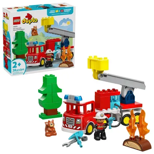 Конструктор LEGO Duplo Пожарная машина со шлангом и пожарным, 10473