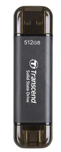 512 ГБ Внешний SSD Transcend TS512GESD310C (TS512GESD310C) серый - USB-C, чтение - 1050 Мб/с, запись - 1050 Мб/с, USB 3.2 Gen2 Type-A, USB 3.2 Gen2 Type-C