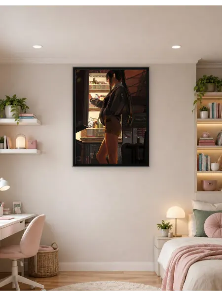 Postersbase Интерьерный постер Женщина смотрит в холодильник 30x40