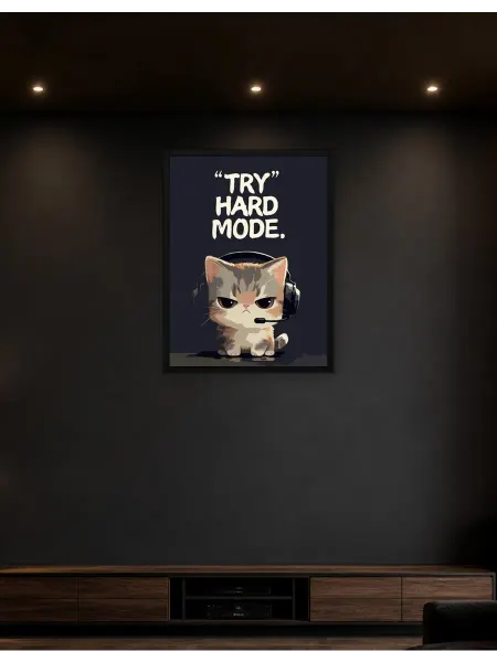 Postersbase Постер на стену Милый кот-геймер в режиме «Попробуй» 50x70