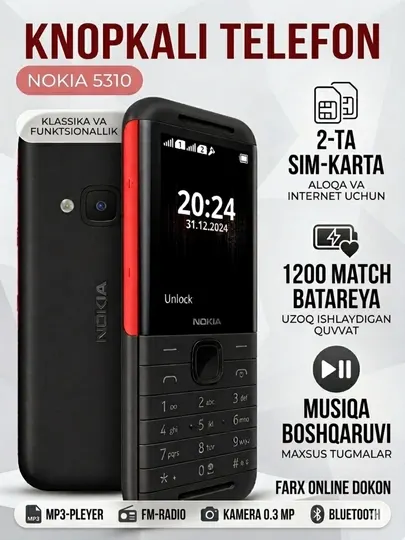 Телефон Nokia 5310 Xpress Music, кнопочный, керамический, черный